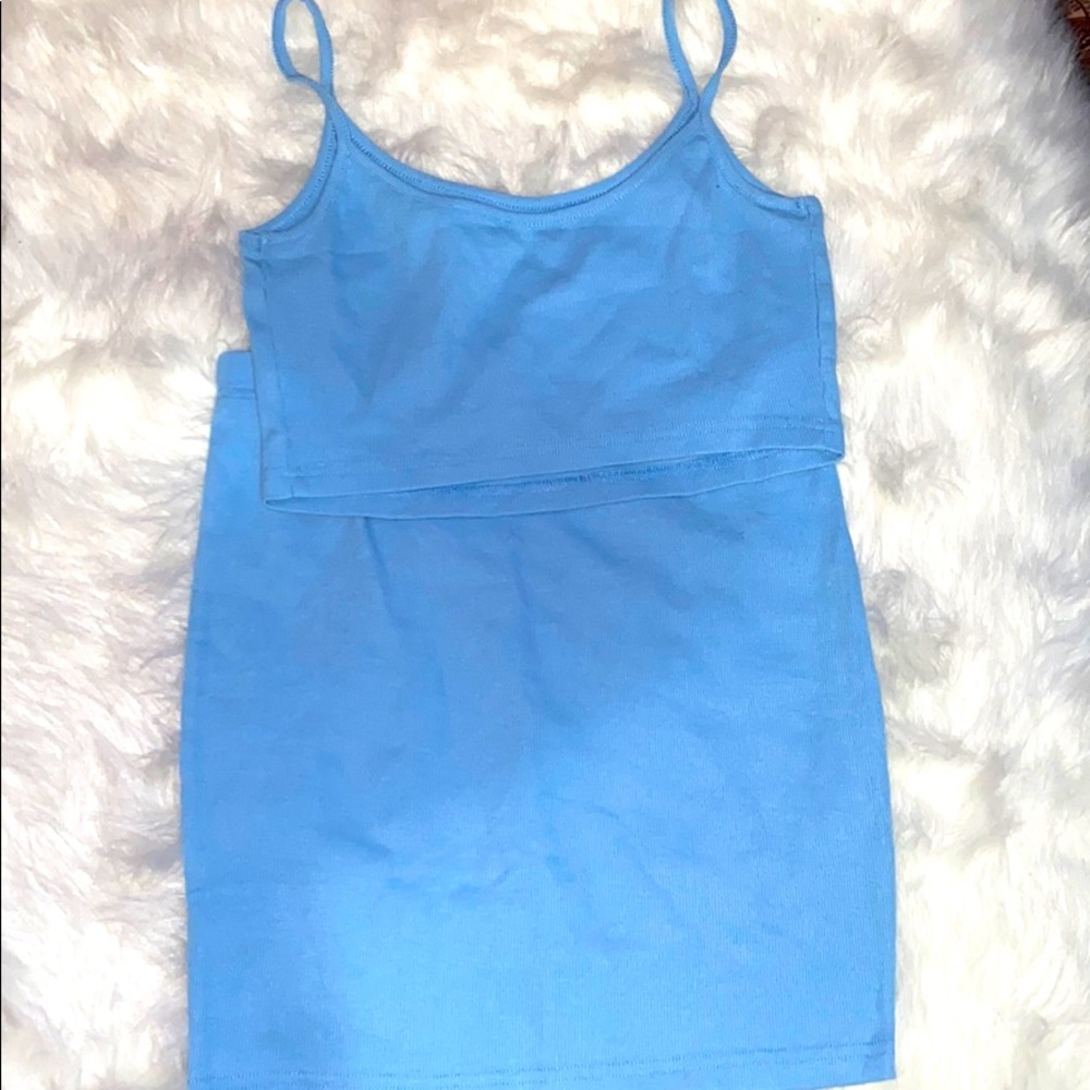Baby blue pencil skirt set